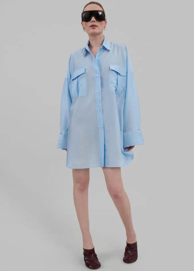 Clothing Women The Frankie Shop Laure Oversized Sheer Shirt 8211 Sky