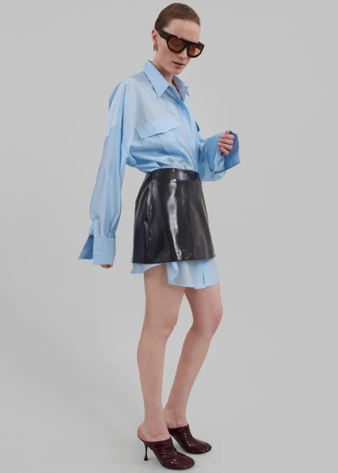 Clothing Women The Frankie Shop Laure Oversized Sheer Shirt 8211 Sky