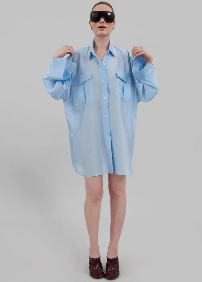 Clothing Women The Frankie Shop Laure Oversized Sheer Shirt 8211 Sky