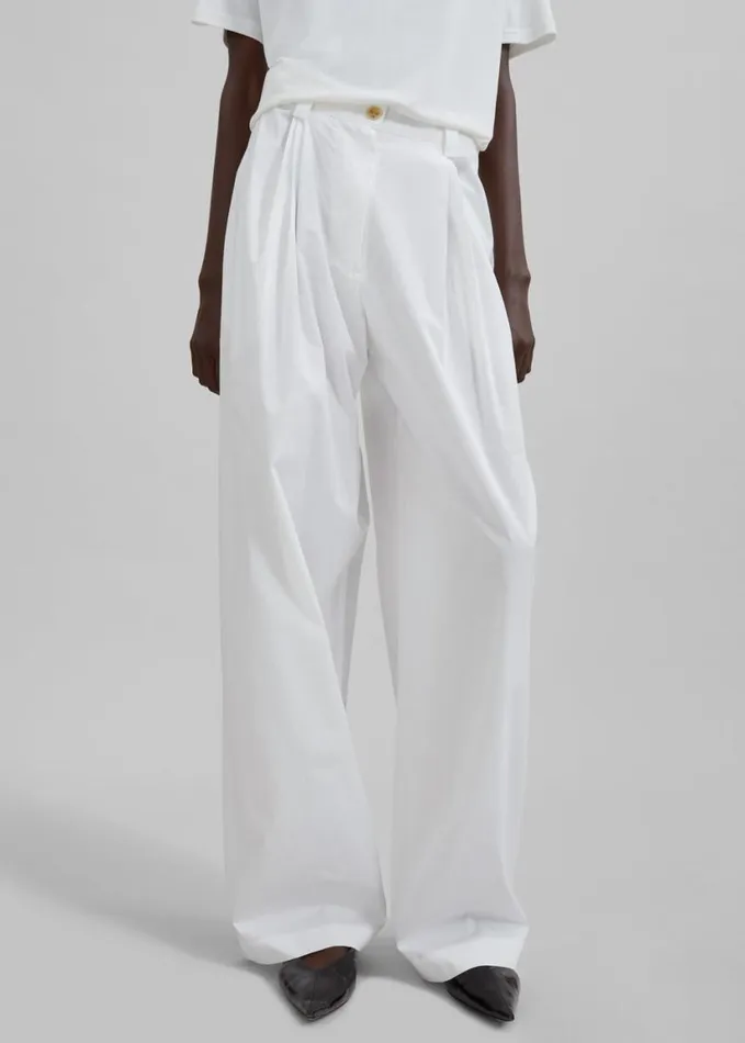 Clothing Women The Frankie Shop Lea Cotton Trousers 8211 White