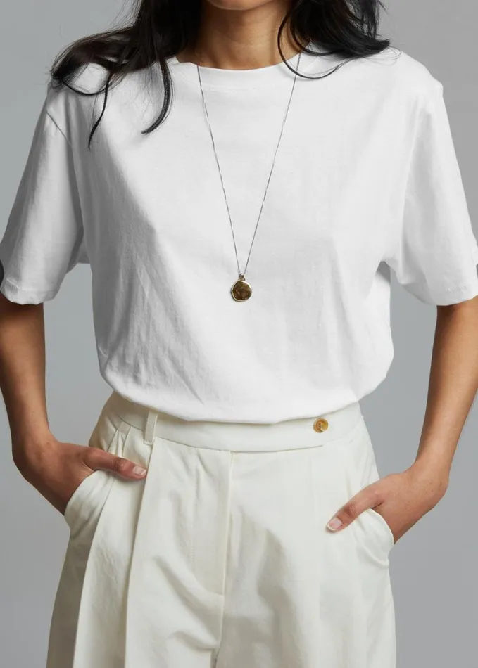 Clothing Women The Frankie Shop Lilou Simple Tee 8211 Optic White