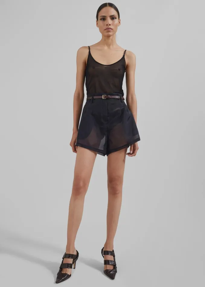 Clothing Women The Frankie Shop Lise Sheer Shorts 8211 Black