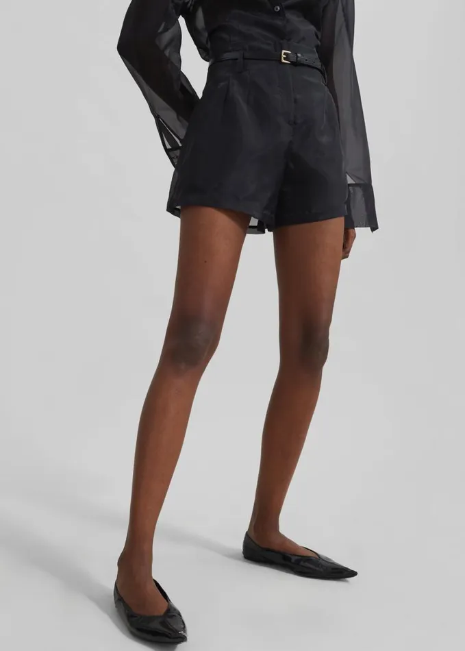 Clothing Women The Frankie Shop Lise Sheer Shorts 8211 Black