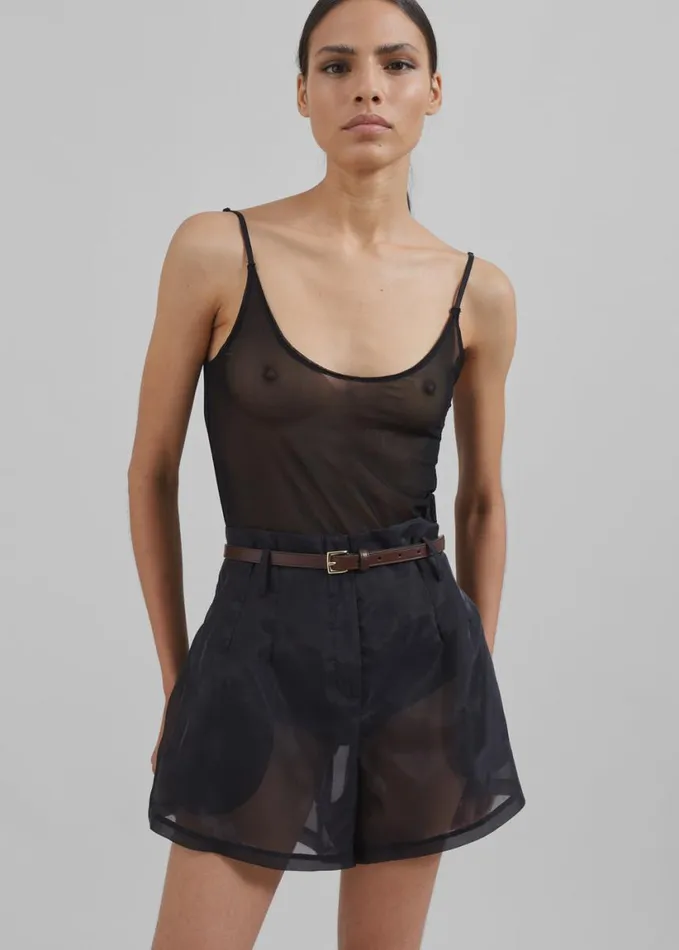 Clothing Women The Frankie Shop Lise Sheer Shorts 8211 Black