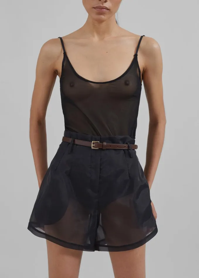 Clothing Women The Frankie Shop Lise Sheer Shorts 8211 Black