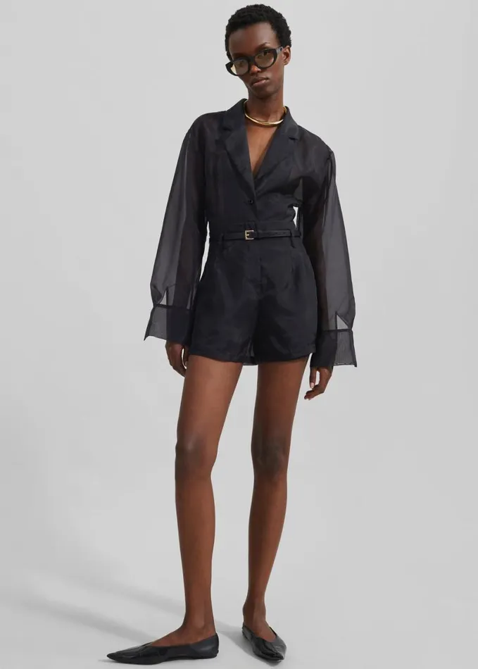 Clothing Women The Frankie Shop Lise Sheer Shorts 8211 Black
