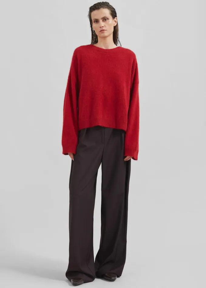 Clothing Women The Frankie Shop Loulou Studio Ropo Sweater 8211 Burgundy