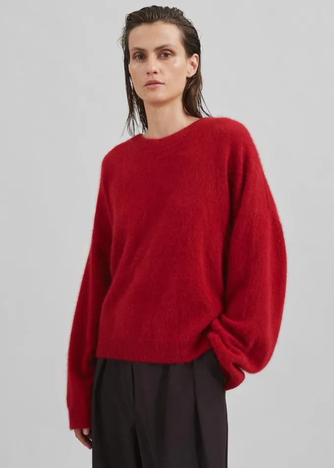 Clothing Women The Frankie Shop Loulou Studio Ropo Sweater 8211 Burgundy