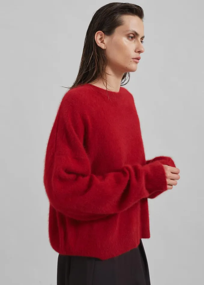 Clothing Women The Frankie Shop Loulou Studio Ropo Sweater 8211 Burgundy