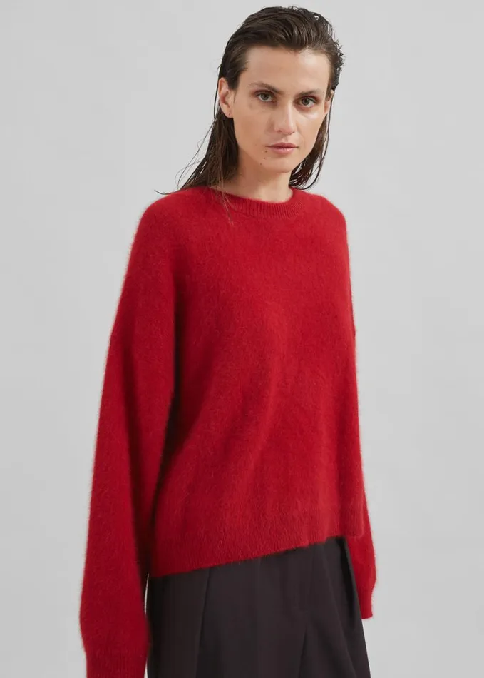 Clothing Women The Frankie Shop Loulou Studio Ropo Sweater 8211 Burgundy