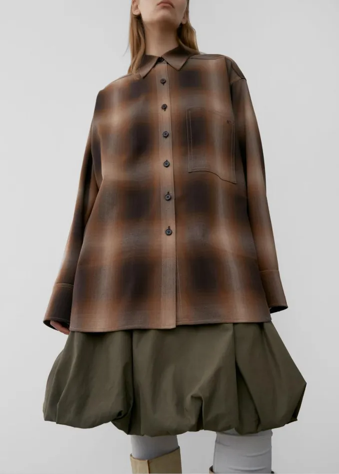 Clothing Women The Frankie Shop Low Classic Check Shirt 8211 Brown
