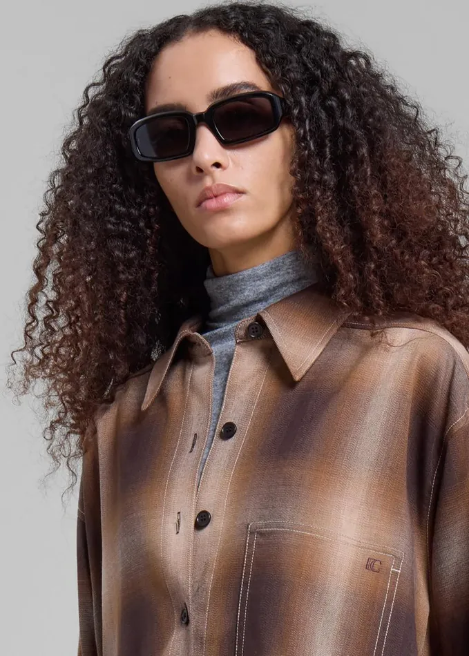 Clothing Women The Frankie Shop Low Classic Check Shirt 8211 Brown
