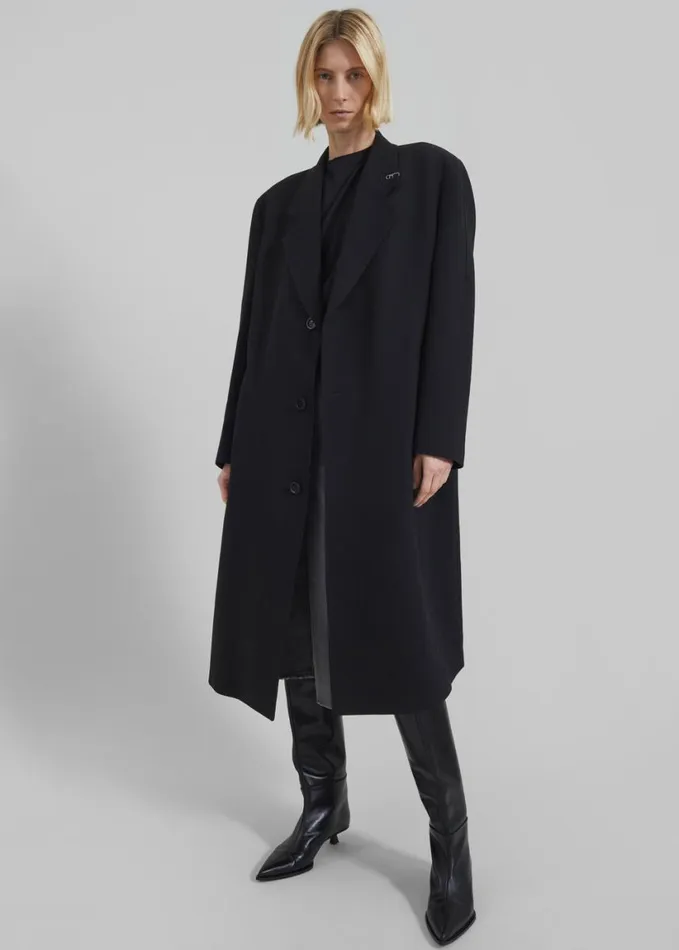 Clothing Women The Frankie Shop Low Classic Classic Long Coat 8211 Black