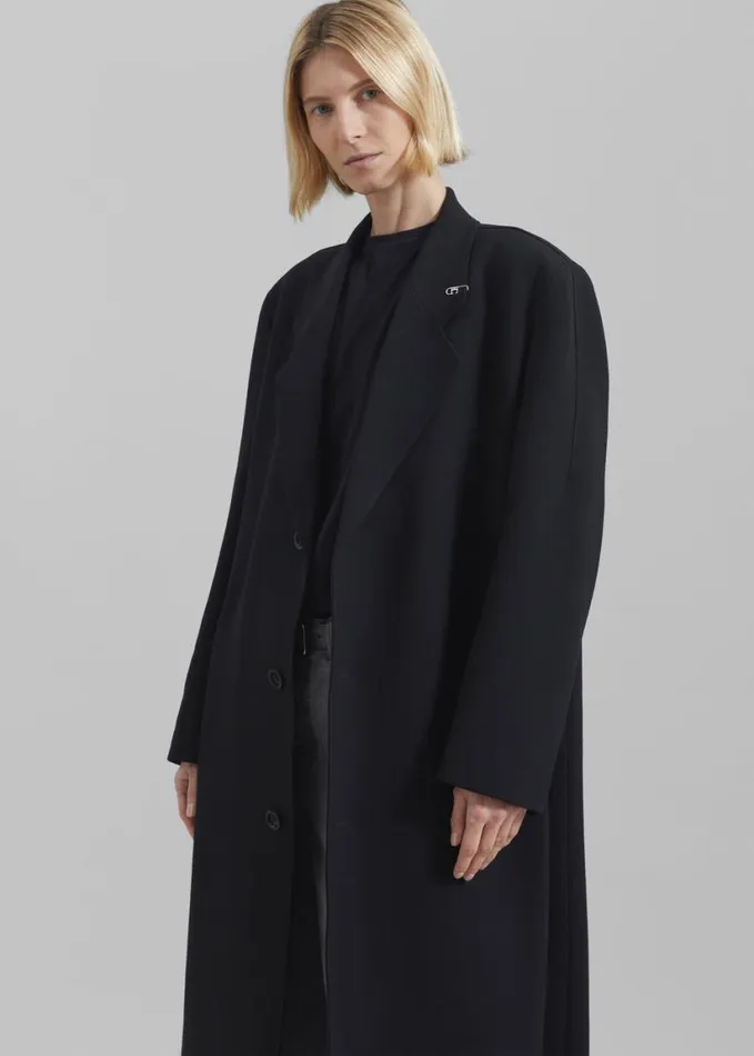 Clothing Women The Frankie Shop Low Classic Classic Long Coat 8211 Black