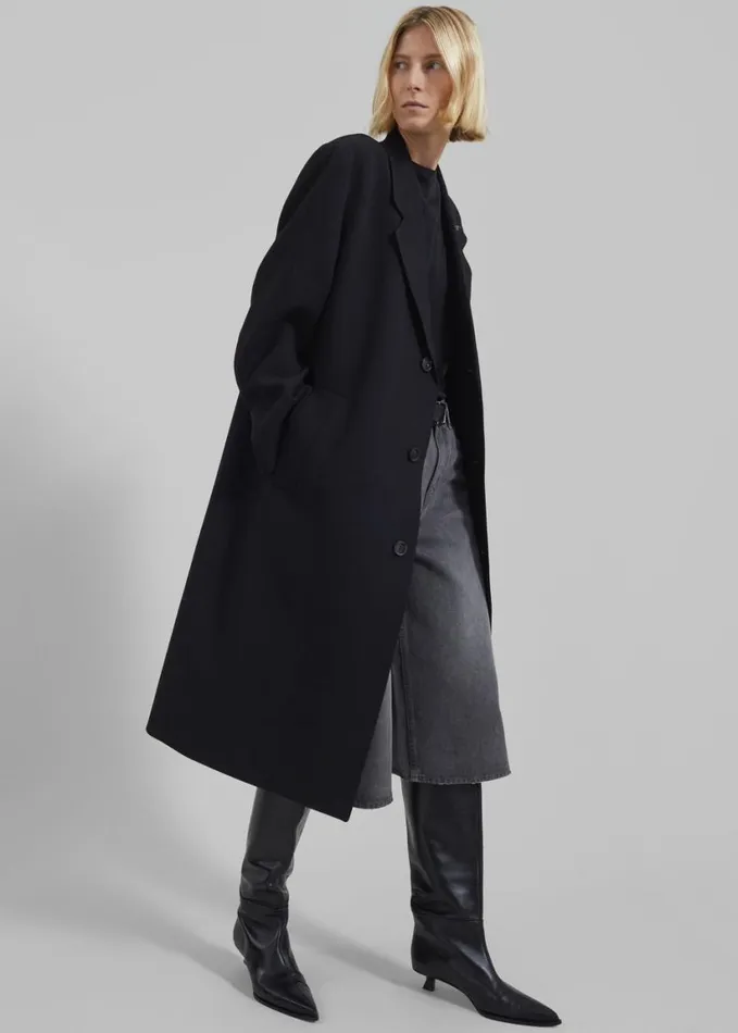 Clothing Women The Frankie Shop Low Classic Classic Long Coat 8211 Black