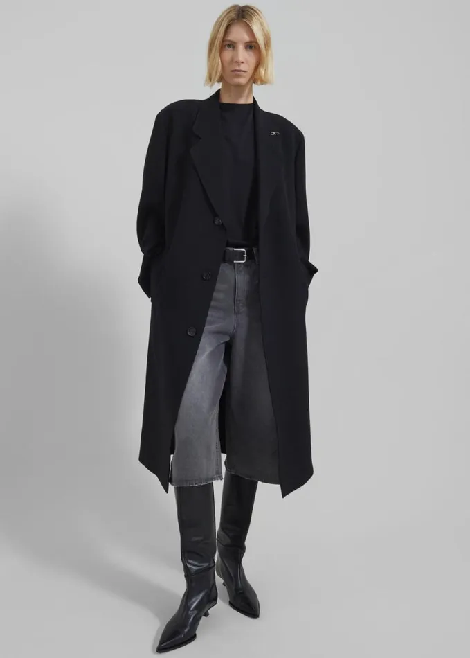 Clothing Women The Frankie Shop Low Classic Classic Long Coat 8211 Black
