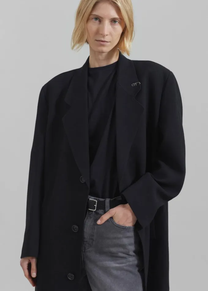 Clothing Women The Frankie Shop Low Classic Classic Long Coat 8211 Black