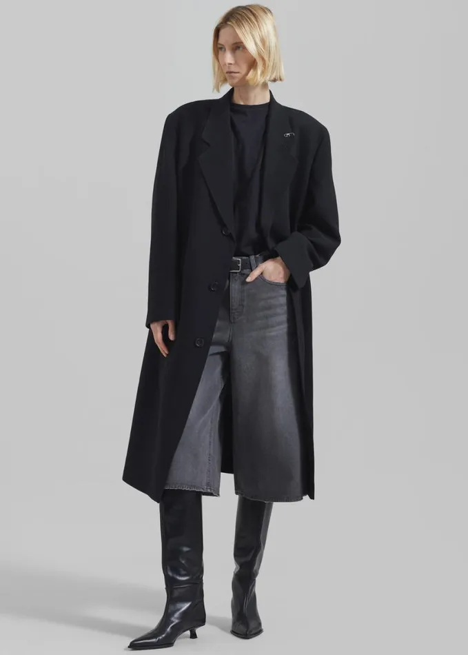 Clothing Women The Frankie Shop Low Classic Classic Long Coat 8211 Black