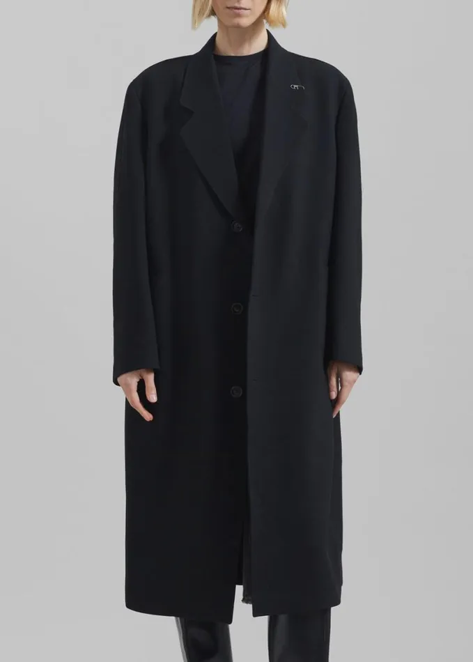 Clothing Women The Frankie Shop Low Classic Classic Long Coat 8211 Black