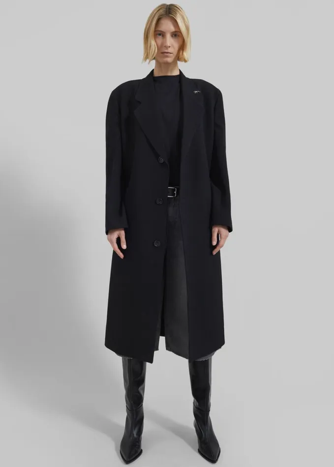 Clothing Women The Frankie Shop Low Classic Classic Long Coat 8211 Black