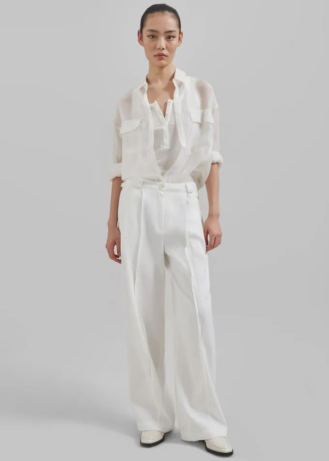 Clothing Women The Frankie Shop Madeline Sheer Shirt 8211 Off White