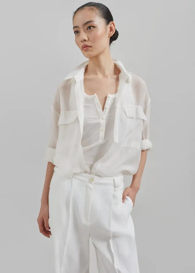 Clothing Women The Frankie Shop Madeline Sheer Shirt 8211 Off White