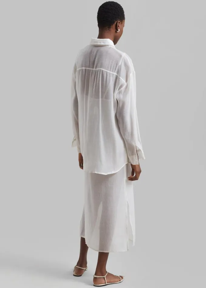 Clothing Women The Frankie Shop Madeline Sheer Shirt 8211 Off White