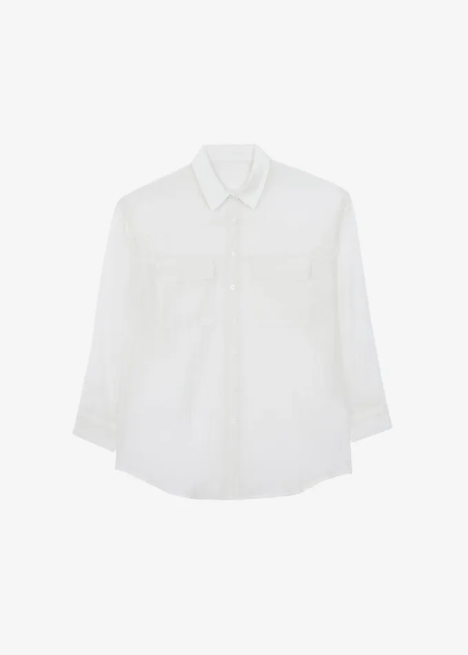 Clothing Women The Frankie Shop Madeline Sheer Shirt 8211 Off White