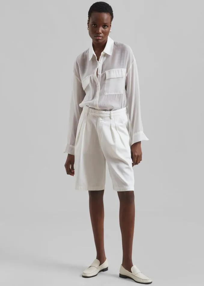 Clothing Women The Frankie Shop Madeline Sheer Shirt 8211 Off White