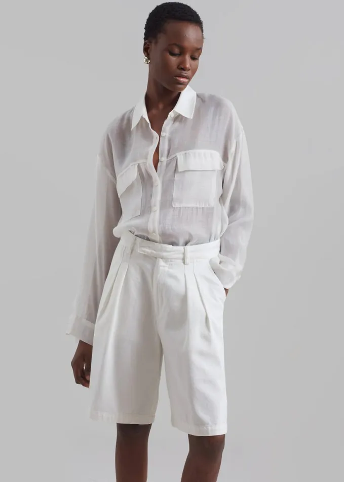 Clothing Women The Frankie Shop Madeline Sheer Shirt 8211 Off White