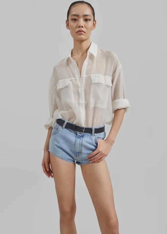 Clothing Women The Frankie Shop Madeline Sheer Shirt 8211 Off White