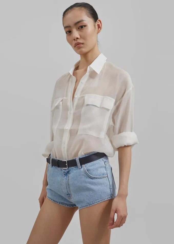 Clothing Women The Frankie Shop Madeline Sheer Shirt 8211 Off White