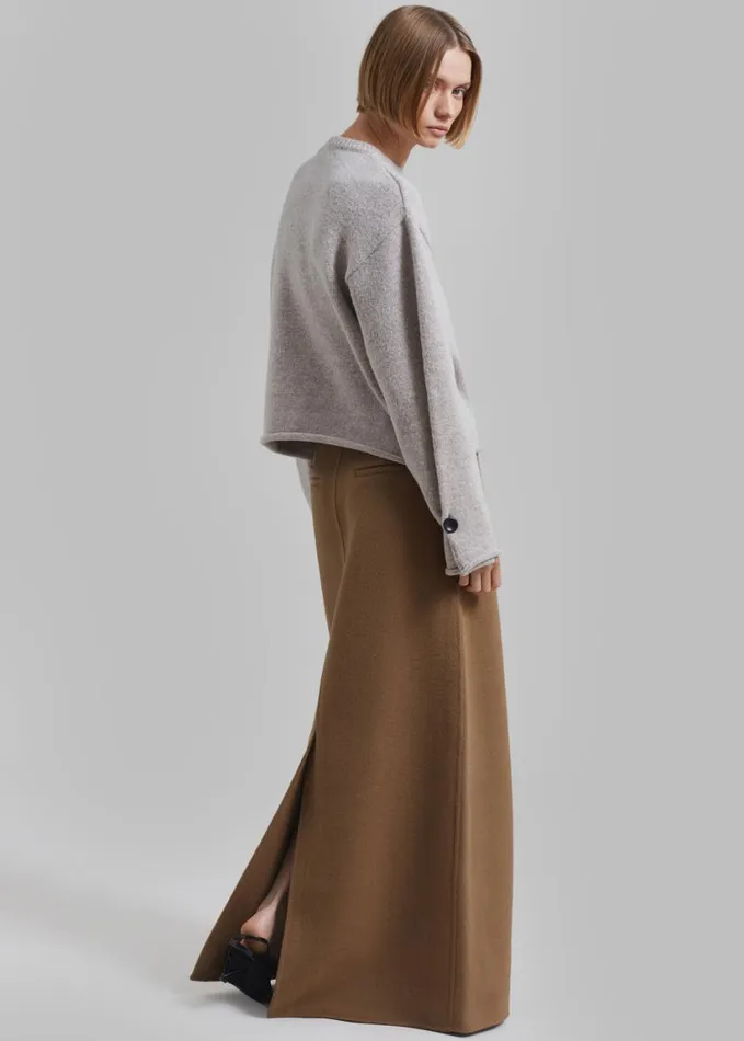 Clothing Women The Frankie Shop Malvo Long Wool Pencil Skirt 8211 Camel