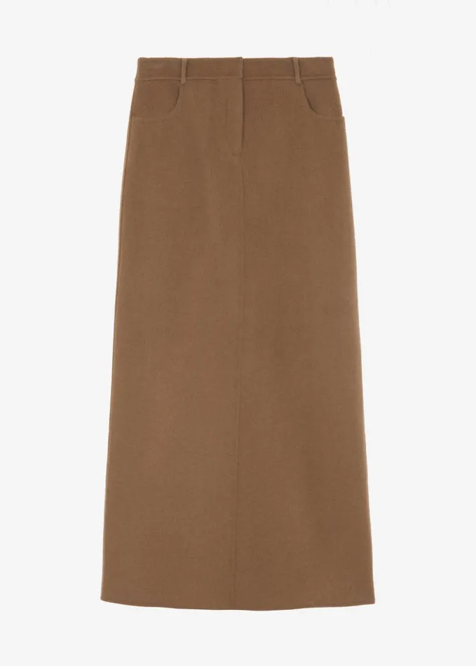 Clothing Women The Frankie Shop Malvo Long Wool Pencil Skirt 8211 Camel