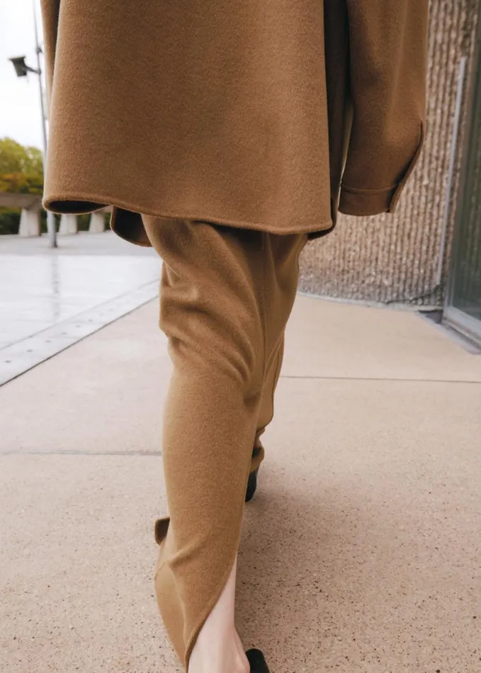 Clothing Women The Frankie Shop Malvo Long Wool Pencil Skirt 8211 Camel