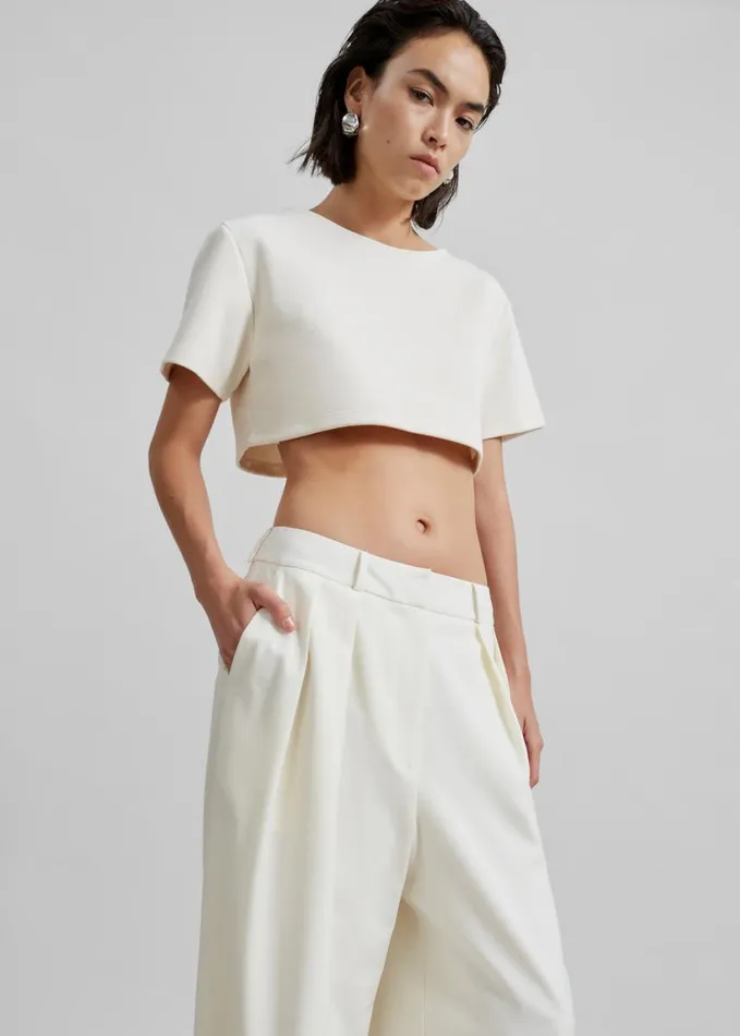 Clothing Women The Frankie Shop Meloe Crop Tee 8211 Beige