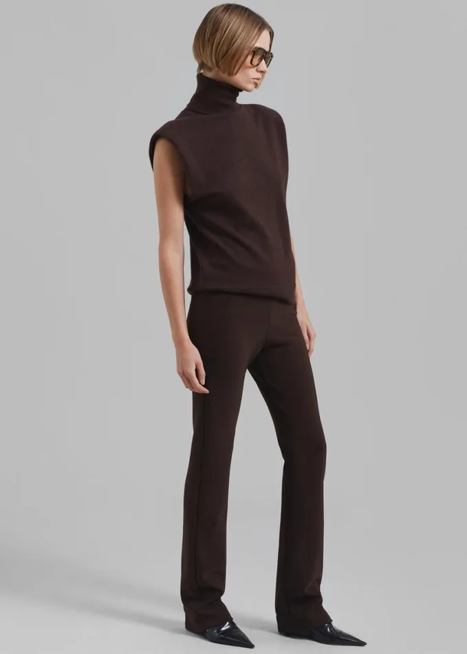 Clothing Women The Frankie Shop Nadia Thin Padded Sleeveless Turtleneck 8211 Brown