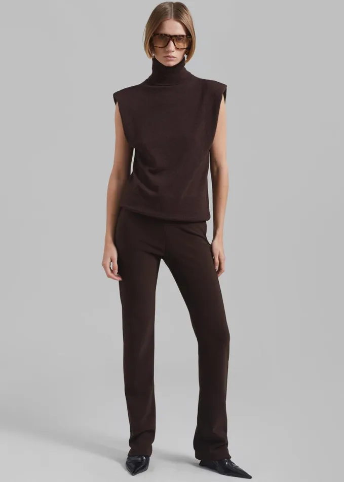 Clothing Women The Frankie Shop Nadia Thin Padded Sleeveless Turtleneck 8211 Brown