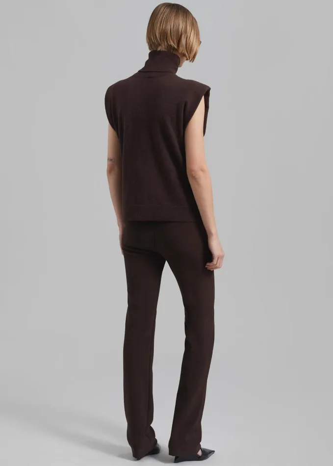 Clothing Women The Frankie Shop Nadia Thin Padded Sleeveless Turtleneck 8211 Brown