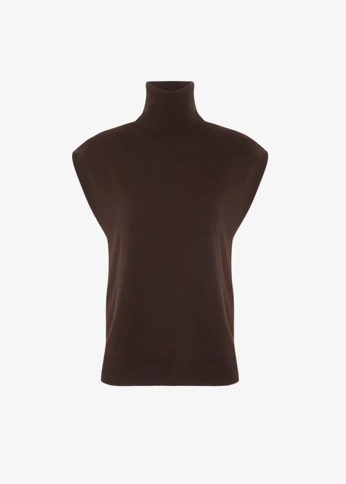 Clothing Women The Frankie Shop Nadia Thin Padded Sleeveless Turtleneck 8211 Brown