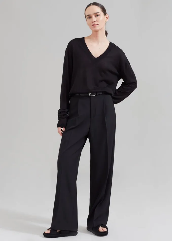 Clothing Women The Frankie Shop Nessi Pintuck Trousers 8211 Black
