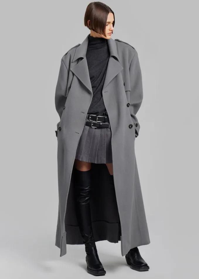 Clothing Women The Frankie Shop Nikola Padded Trench Coat 8211 Grey