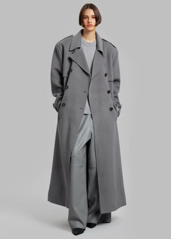 Clothing Women The Frankie Shop Nikola Padded Trench Coat 8211 Grey