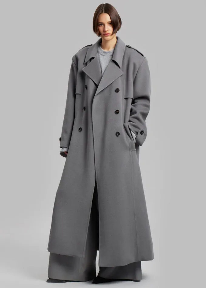 Clothing Women The Frankie Shop Nikola Padded Trench Coat 8211 Grey