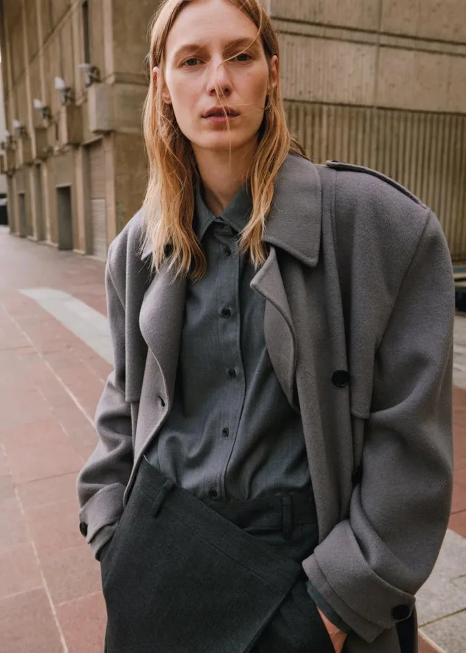 Clothing Women The Frankie Shop Nikola Padded Trench Coat 8211 Grey