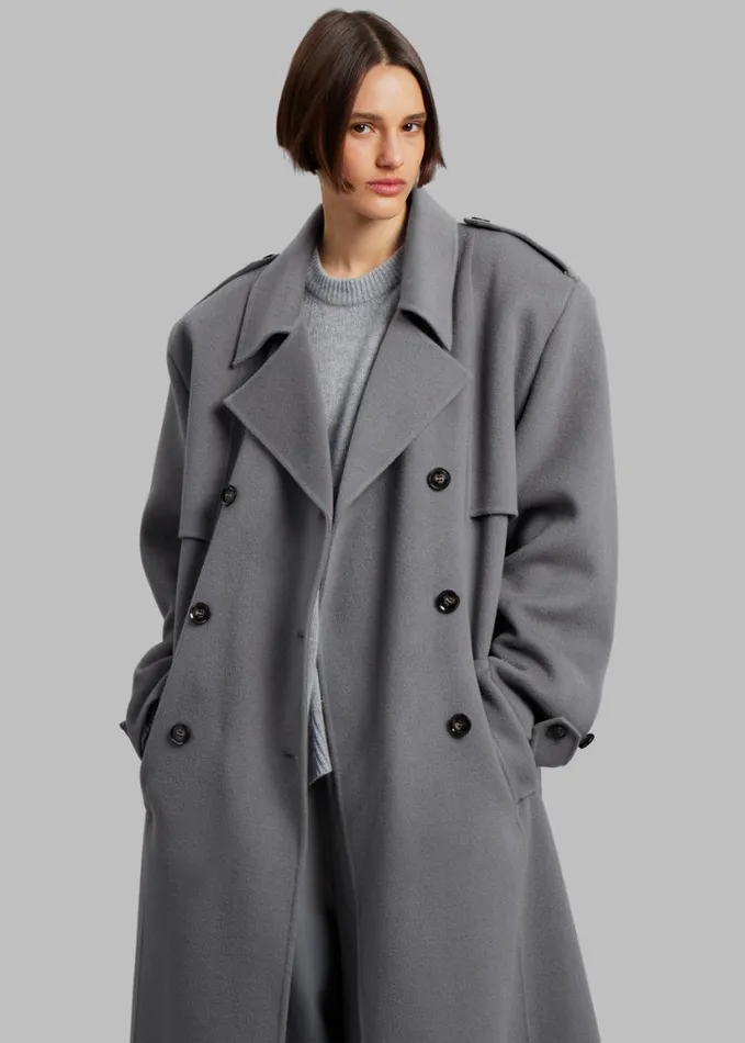 Clothing Women The Frankie Shop Nikola Padded Trench Coat 8211 Grey