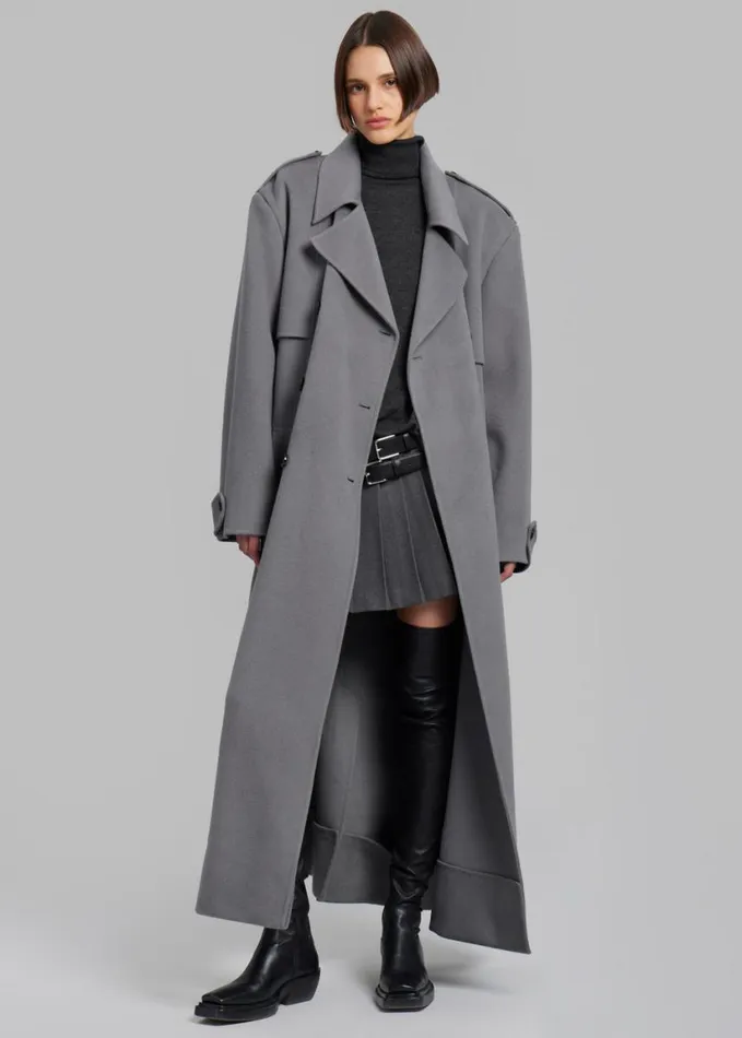 Clothing Women The Frankie Shop Nikola Padded Trench Coat 8211 Grey