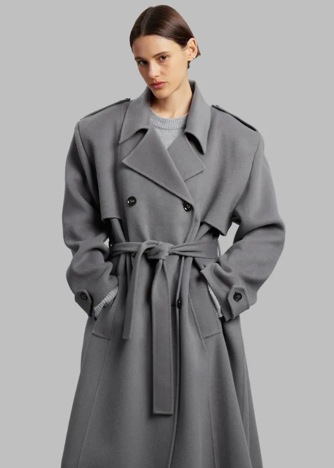 Clothing Women The Frankie Shop Nikola Padded Trench Coat 8211 Grey