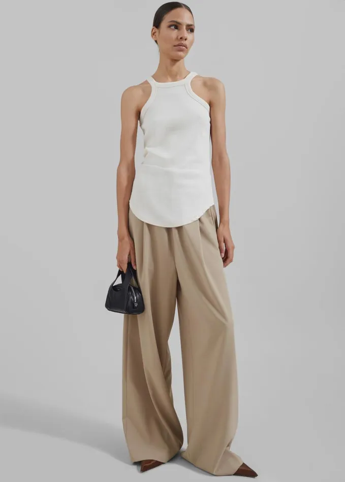 Clothing Women The Frankie Shop Omi Halter Tank Top 8211 Cream