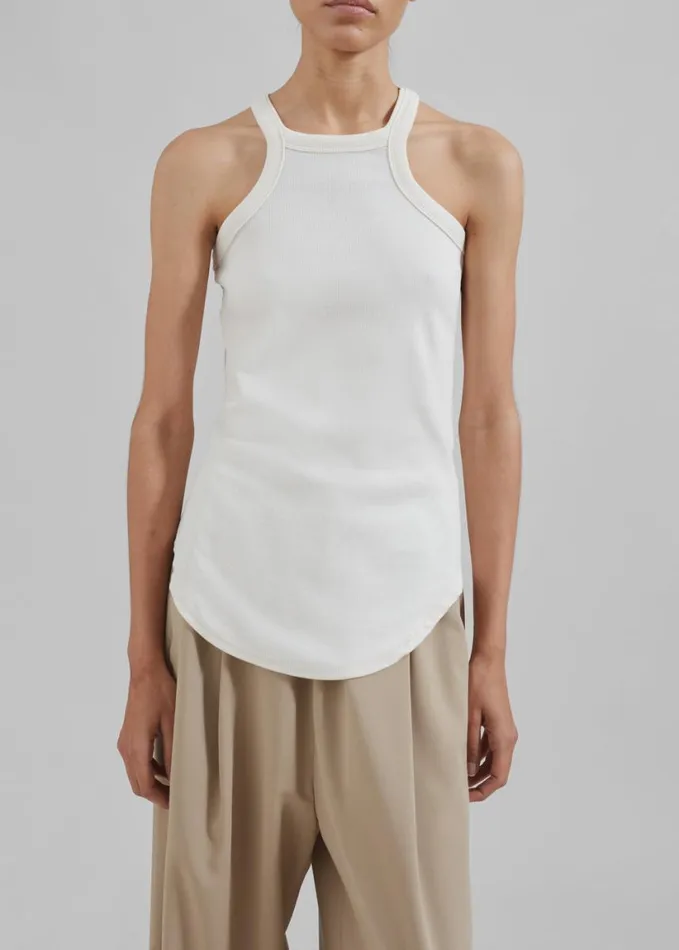 Clothing Women The Frankie Shop Omi Halter Tank Top 8211 Cream